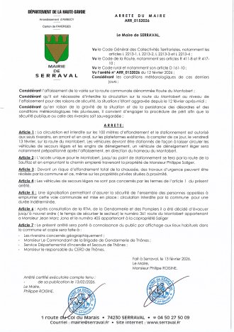 ARR_0152026 - Règlementation de la circulation route du Montobert ARR_0152026 - Règlementation de la circulation route du Montobert